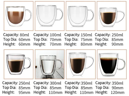 cpacity of double walled glasses