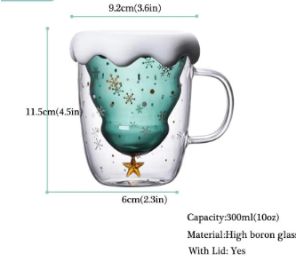 christmas tree shaped double walled glasses