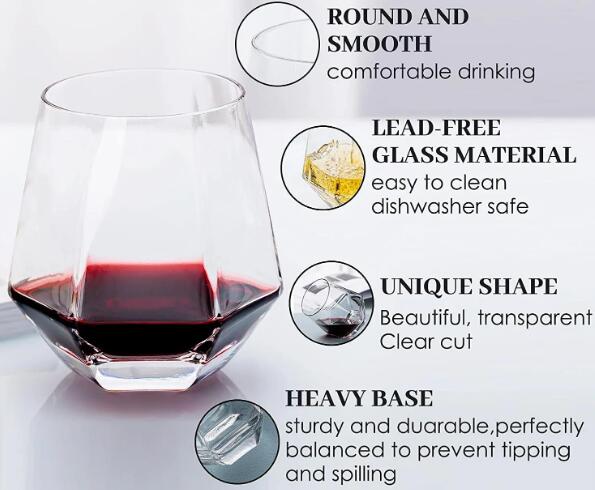 diamod steamless wine glass